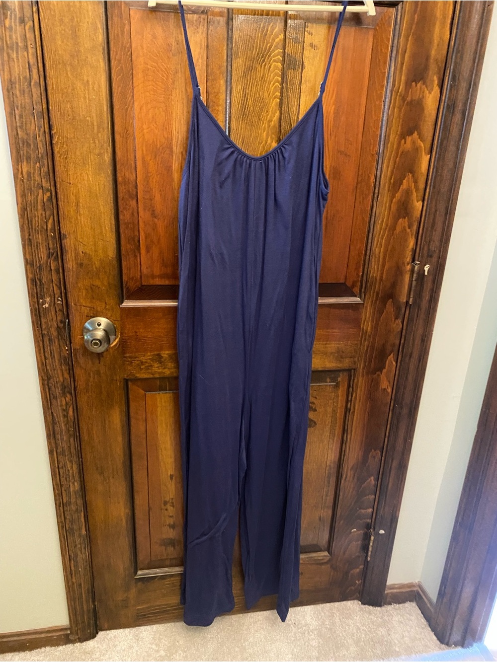 Navy Spaghetti Strap Wide-Leg Jumpsuit